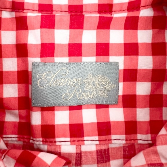 ELEANOR ROSE James Button Down Long Sleeve Shirt in Red Gingham, Size 5/6 - Picture 2 of 6